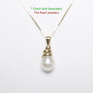White Cultured Pearl Pendant – 14k Yellow Gold Cone Bail