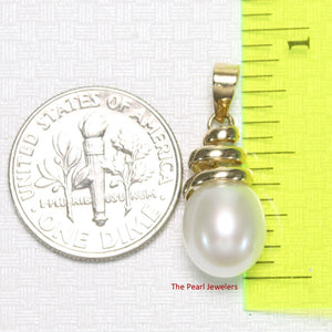 White Cultured Pearl Pendant – 14k Yellow Gold Cone Bail