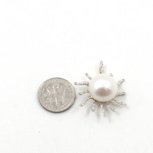 Load image into Gallery viewer, Sunshine White Pearl Pendant with Diamonds – 14k Yellow Gold