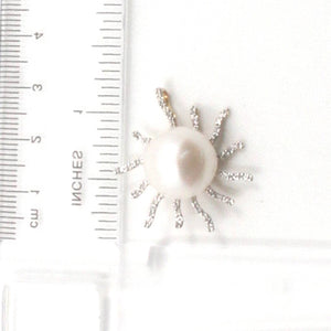 Sunshine White Pearl Pendant with Diamonds – 14k Yellow Gold