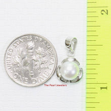 Load image into Gallery viewer, White Pearl Pendant – 14k White Gold Three Leaf Design