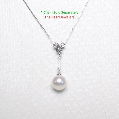 14k White Gold Triple Hearts Bail Pearl Pendant