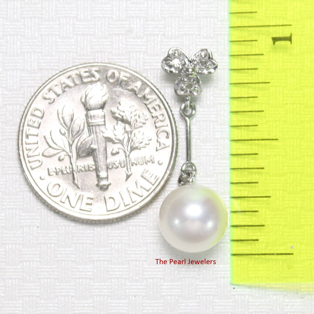 14k White Gold Triple Hearts Bail Pearl Pendant