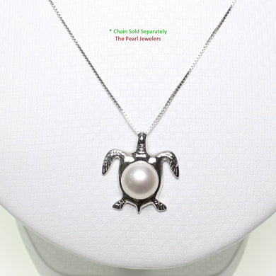 White Pearl Turtle Pendant – 14k White Gold (Hawaiian Honu)