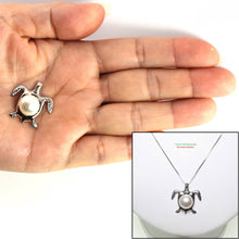 Load image into Gallery viewer, White Pearl Turtle Pendant – 14k White Gold (Hawaiian Honu)