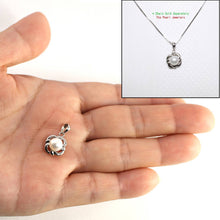 Load image into Gallery viewer, White Pearl Wave Square Pendant – 14k White Gold