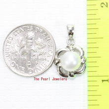 Load image into Gallery viewer, White Pearl Wave Square Pendant – 14k White Gold