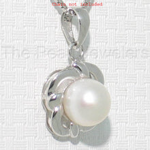 Load image into Gallery viewer, White Pearl Wave Square Pendant – 14k White Gold