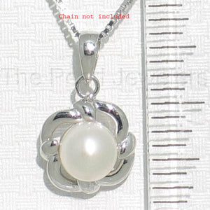 White Pearl Wave Square Pendant – 14k White Gold
