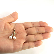 Load image into Gallery viewer, Dolphin Pearl Pendant – White Pearls with Diamond in 14k Yellow Gold