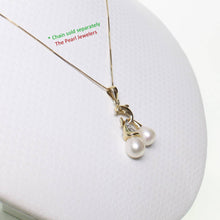 Load image into Gallery viewer, Dolphin Pearl Pendant – White Pearls with Diamond in 14k Yellow Gold