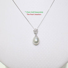 Load image into Gallery viewer, White Pearl Plumeria Pendant – 14k White Gold Raindrop Design