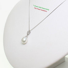Load image into Gallery viewer, White Pearl Plumeria Pendant – 14k White Gold Raindrop Design