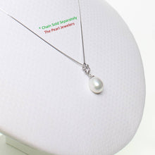 Load image into Gallery viewer, White Pearl Plumeria Pendant – 14k White Gold Raindrop Design