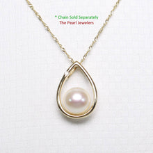 Load image into Gallery viewer, White Pearl Raindrop Pendant with Diamond – 14k Yellow Gold