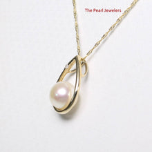 Load image into Gallery viewer, White Pearl Raindrop Pendant with Diamond – 14k Yellow Gold