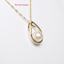 Load image into Gallery viewer, White Pearl Raindrop Pendant with Diamond – 14k Yellow Gold
