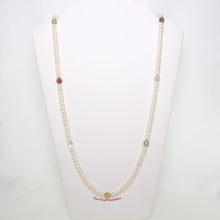 Load image into Gallery viewer, Quartz &amp; White Roundel Freshwater Pearl Endless Necklace – 33”