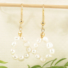 Load image into Gallery viewer, Small White Baroque Pearl Earrings – Handcrafted Hook Design