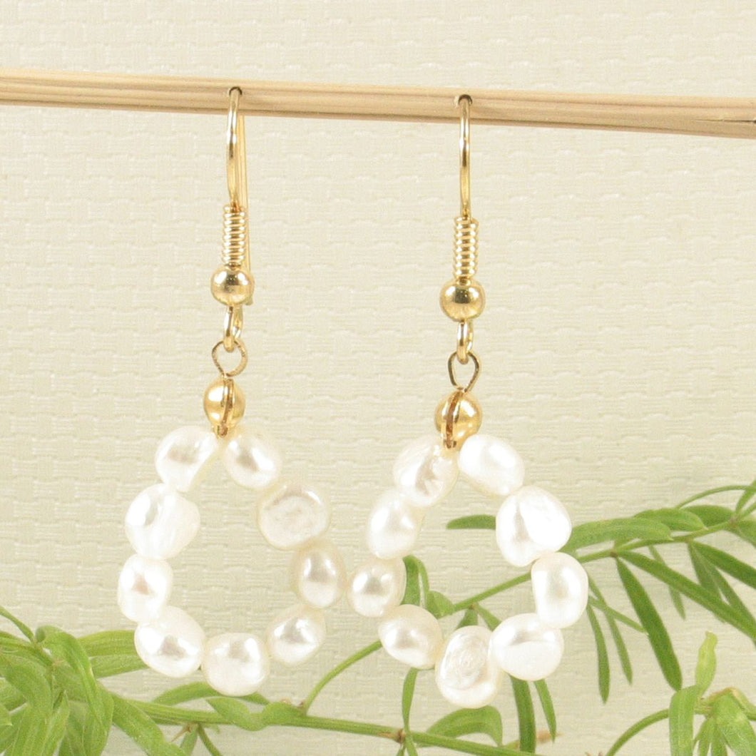 Small White Baroque Pearl Earrings – Handcrafted Hook Design