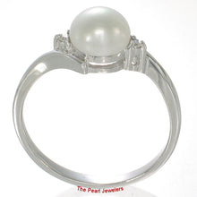 Load image into Gallery viewer, Solid Sterling Silver .925 White Freshwater Pearl with CZ Accent Ring