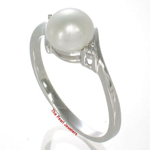 Load image into Gallery viewer, Solid Sterling Silver .925 White Freshwater Pearl with CZ Accent Ring