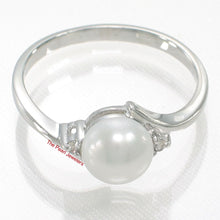 Load image into Gallery viewer, Solid Sterling Silver .925 White Freshwater Pearl with CZ Accent Ring