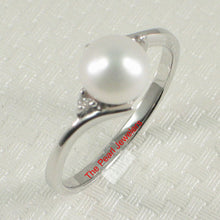 Load image into Gallery viewer, Solid Sterling Silver .925 White Freshwater Pearl with CZ Accent Ring