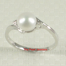 Load image into Gallery viewer, Solid Sterling Silver .925 White Freshwater Pearl with CZ Accent Ring