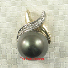 Load image into Gallery viewer, 14K X-Bale &amp; Diamond Black Tahitian Pearl Pendant