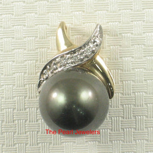 14K X-Bale & Diamond Black Tahitian Pearl Pendant