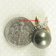 Load image into Gallery viewer, 14K X-Bale &amp; Diamond Black Tahitian Pearl Pendant