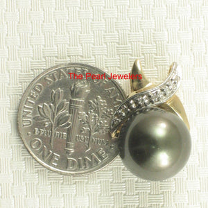 14K X-Bale & Diamond Black Tahitian Pearl Pendant