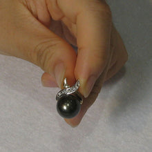 Load image into Gallery viewer, 14K X-Bale &amp; Diamond Black Tahitian Pearl Pendant