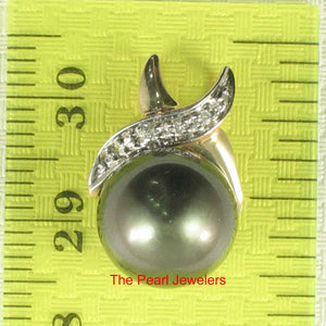 14K X-Bale & Diamond Black Tahitian Pearl Pendant