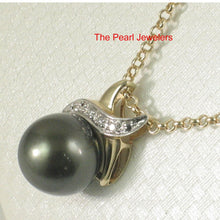 Load image into Gallery viewer, 14K X-Bale &amp; Diamond Black Tahitian Pearl Pendant