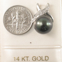 Load image into Gallery viewer, 14k X-Bale &amp; Diamond Black Tahitian Pearl Pendant in White Gold