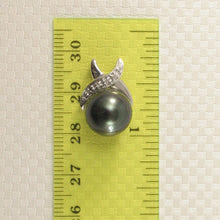 Load image into Gallery viewer, 14k X-Bale &amp; Diamond Black Tahitian Pearl Pendant in White Gold