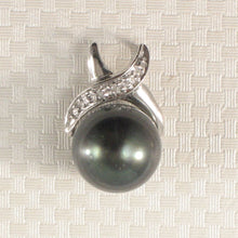 Load image into Gallery viewer, 14k X-Bale &amp; Diamond Black Tahitian Pearl Pendant in White Gold