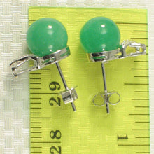 Load image into Gallery viewer, 14K White Gold X-Design Diamond &amp; Green Jade Stud Earrings