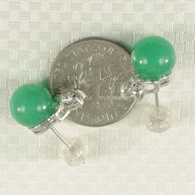 Load image into Gallery viewer, 14K White Gold X-Design Diamond &amp; Green Jade Stud Earrings