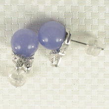 Load image into Gallery viewer, 14K White Gold X-Design Diamond &amp; Lavender Jade Stud Earrings