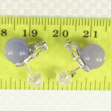 Load image into Gallery viewer, 14K White Gold X-Design Diamond &amp; Lavender Jade Stud Earrings