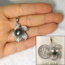 Load image into Gallery viewer, 14k Solid Yellow Gold &amp; Diamond Tahitian Pearl Pendant