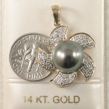 Load image into Gallery viewer, 14k Solid Yellow Gold &amp; Diamond Tahitian Pearl Pendant