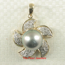 Load image into Gallery viewer, 14k Solid Yellow Gold &amp; Diamond Tahitian Pearl Pendant