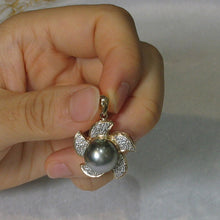 Load image into Gallery viewer, 14k Solid Yellow Gold &amp; Diamond Tahitian Pearl Pendant