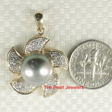 Load image into Gallery viewer, 14k Solid Yellow Gold &amp; Diamond Tahitian Pearl Pendant
