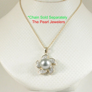14k Solid Yellow Gold & Diamond Tahitian Pearl Pendant