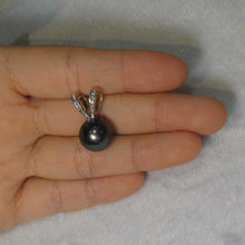 Load image into Gallery viewer, 14k Solid Yellow Gold Rabbit-Ear &amp; Diamond Black Tahitian Pearl Pendant